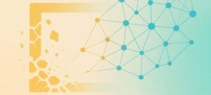 Abstract network nodes and shattered screen illustration